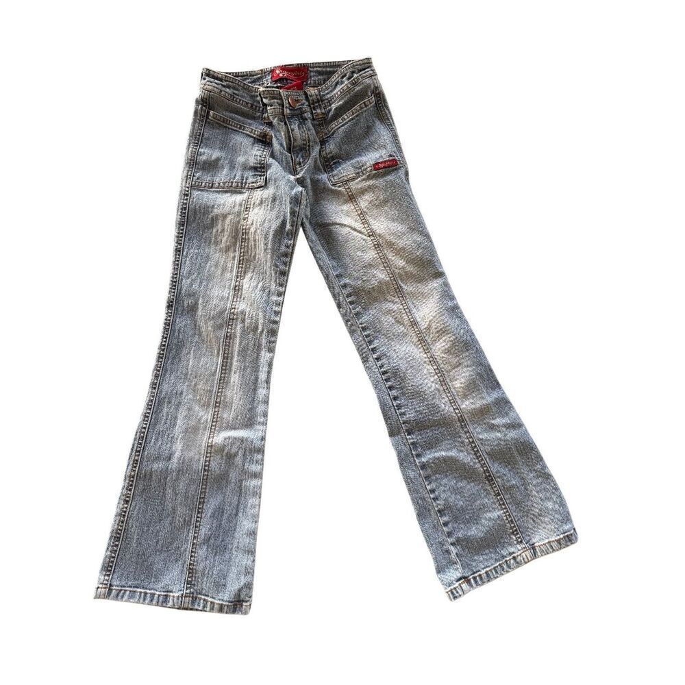 Spacegirl  girls size 8 year  blue jeans y2k ripstop bootcut flare bell bottom